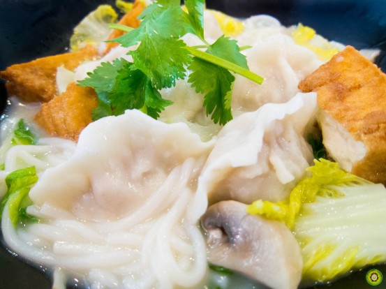 Fish Soup Noodles w/ Dumplings Upclose